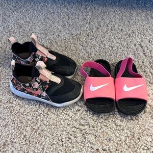 Nike Kids Black and Pink Floral Sneakers and sandals